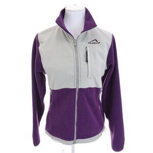 Polar Edge Womens Full Zip Up Fleece Jacket Purple Gray Zippered Pockets Sz M